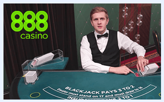 Live game of blackjack at 888 Casino. 