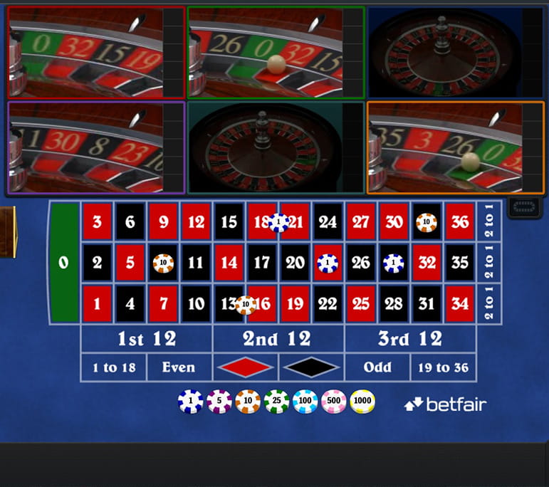 Screenshot of Multiwheel Roulette at Betfair