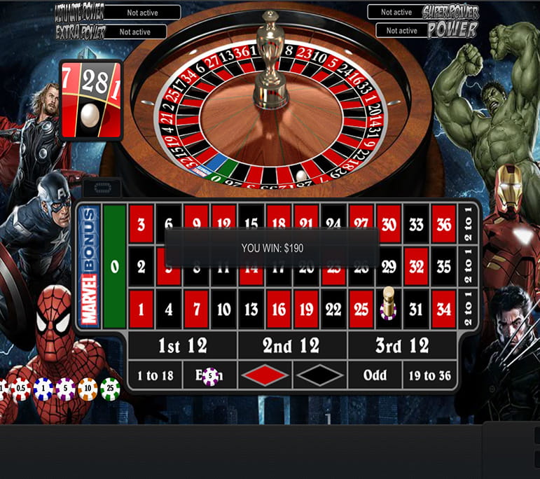 Marvel Roulette at Eurogrand, including the Marvel Progresssive jackpot