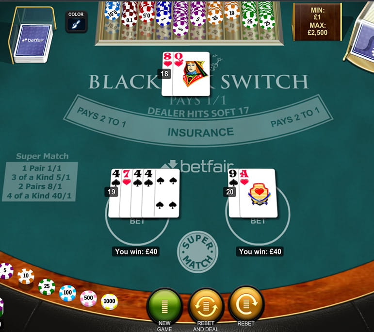 Blackjack Switch at Betfair