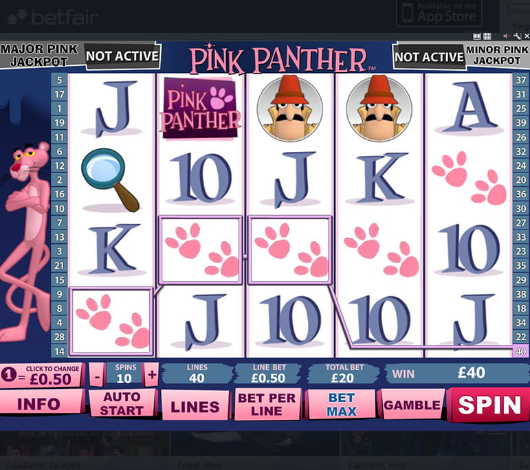 Betfair's Pink Panther - jackpot and bonuses