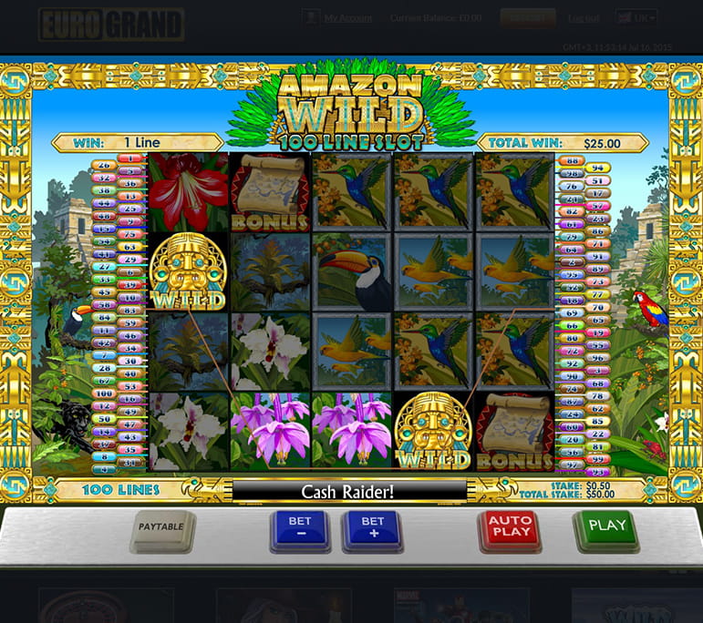 100 line slot Amazon Wild on Eurogrand